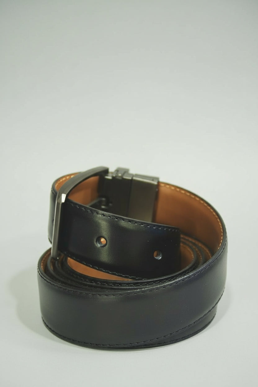 Dual Side Leather Belt DS-98 (Black & Tan)