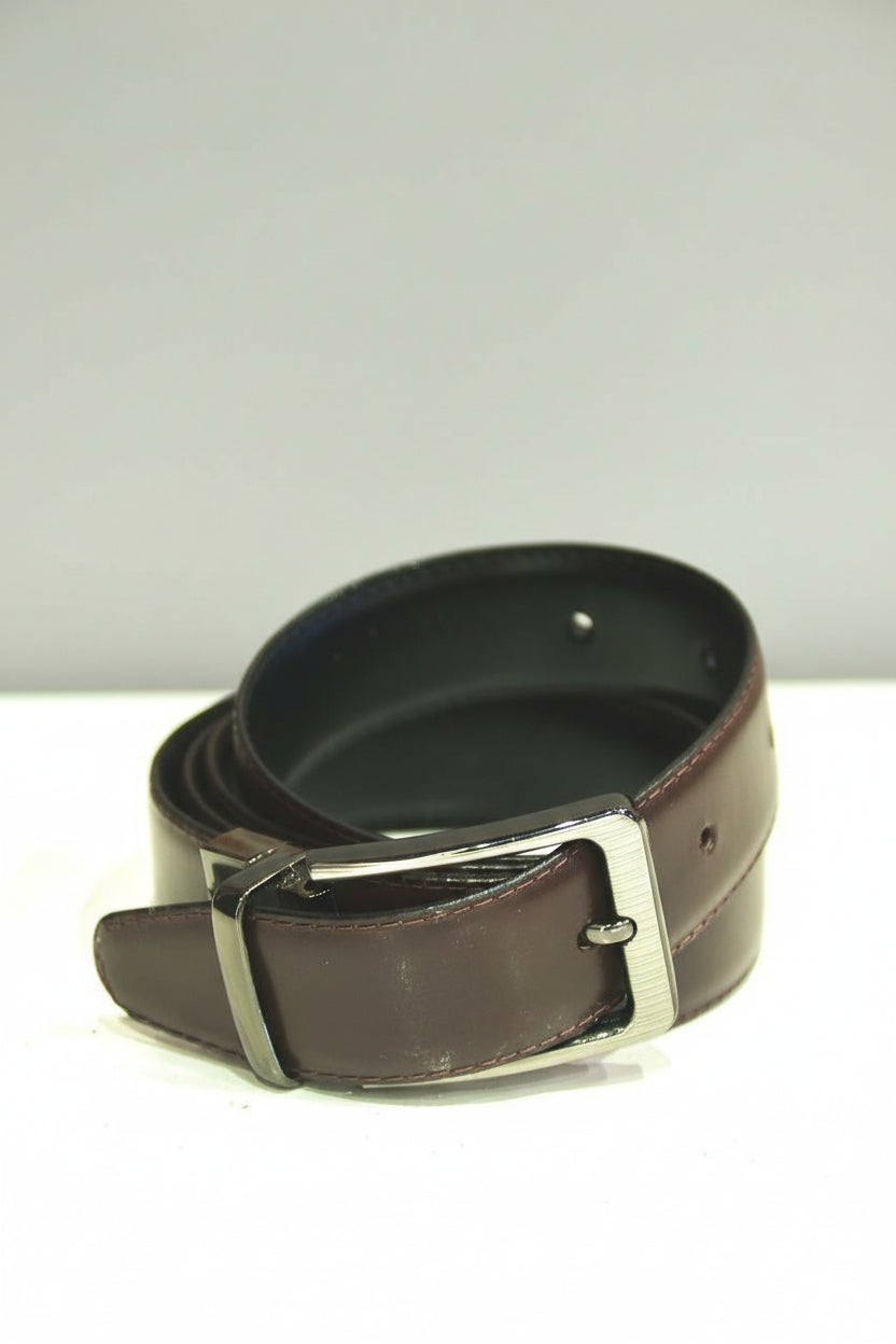Dual Side Leather Belt DS-99 (Black & Dark Brown)