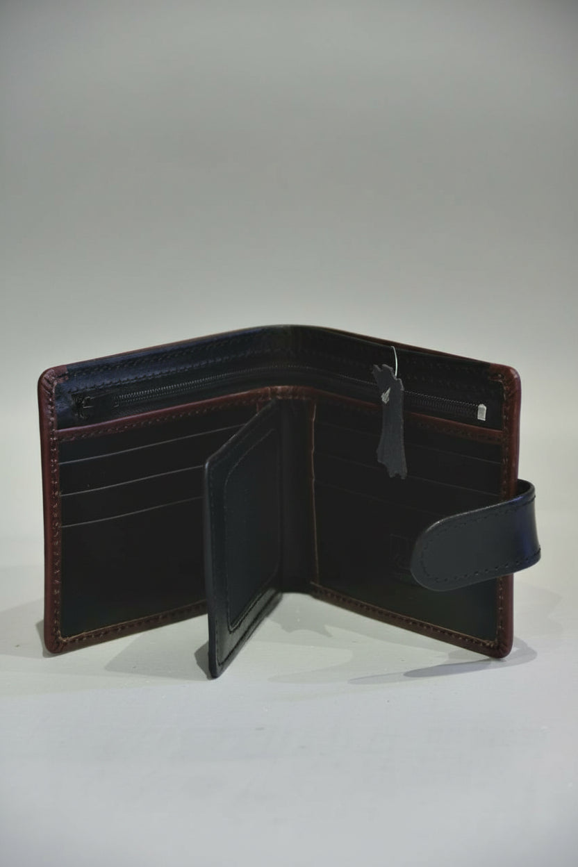Button Up Plain Leather Wallet FG-67