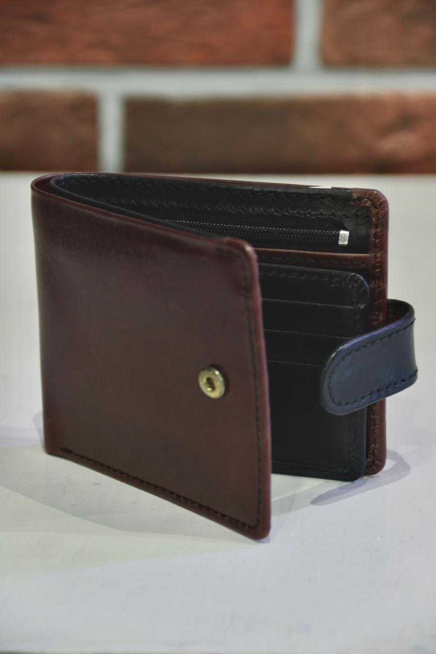 Button Up Plain Leather Wallet FG-67